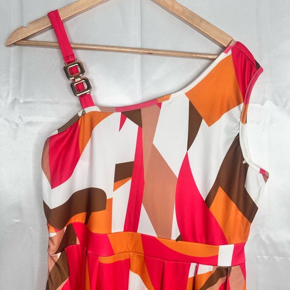 Stylish Multicolor Geometric One‎ Shoulder Wide Leg Jumpsuit Size XXL - Picture 2 of 10